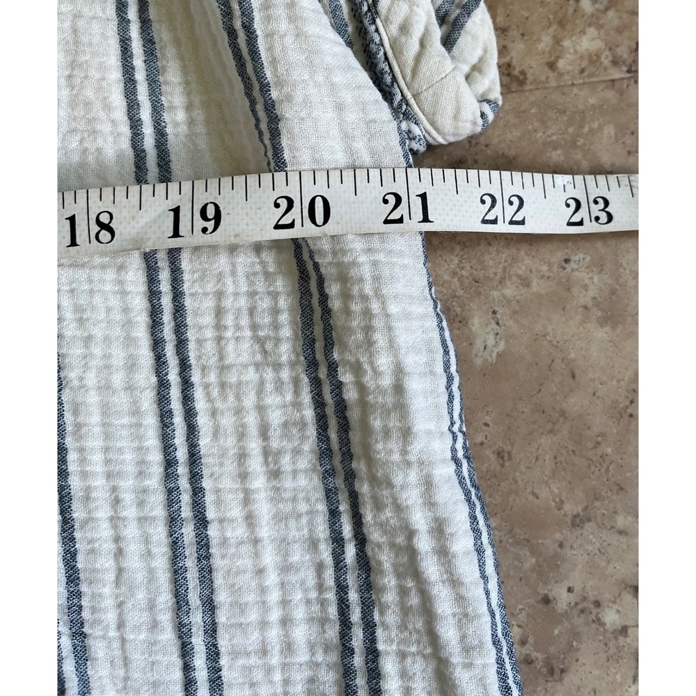 Faherty Womens Organic Cotton Gauze Henley Top Blue Cream Striped Blouse Large - Picture 6 of 8